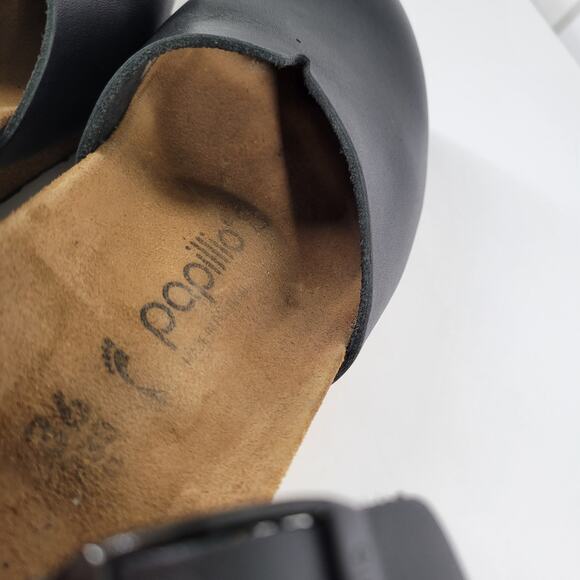 Birkenstock Papillio Mary Jane Wedge Sandal Black Leather Mary Jane Sz 36 5 5.5 - Picture 15 of 15